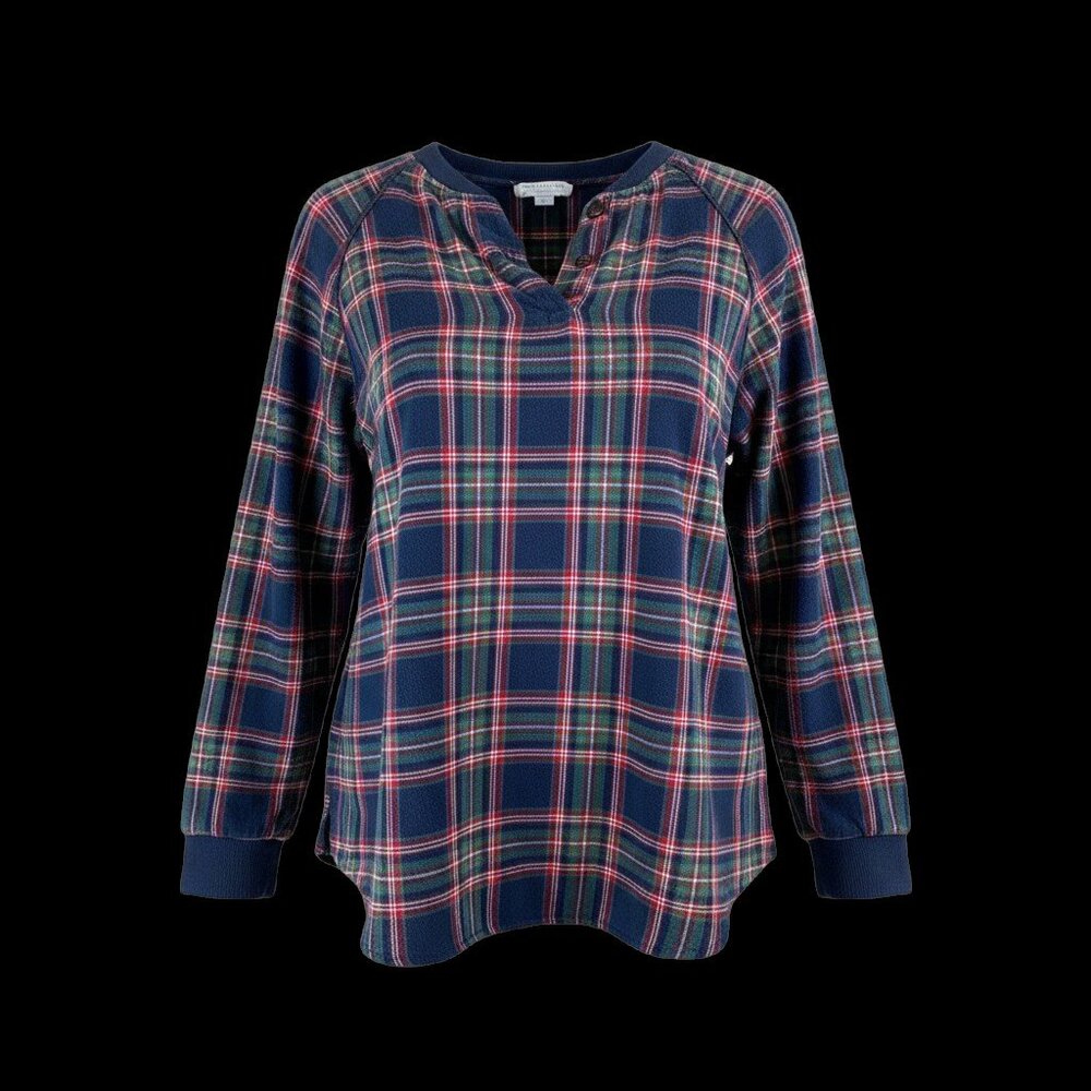 Erika & Taylor Intimates Women’s Size Small Plaid Flannel Henley Pajama Top